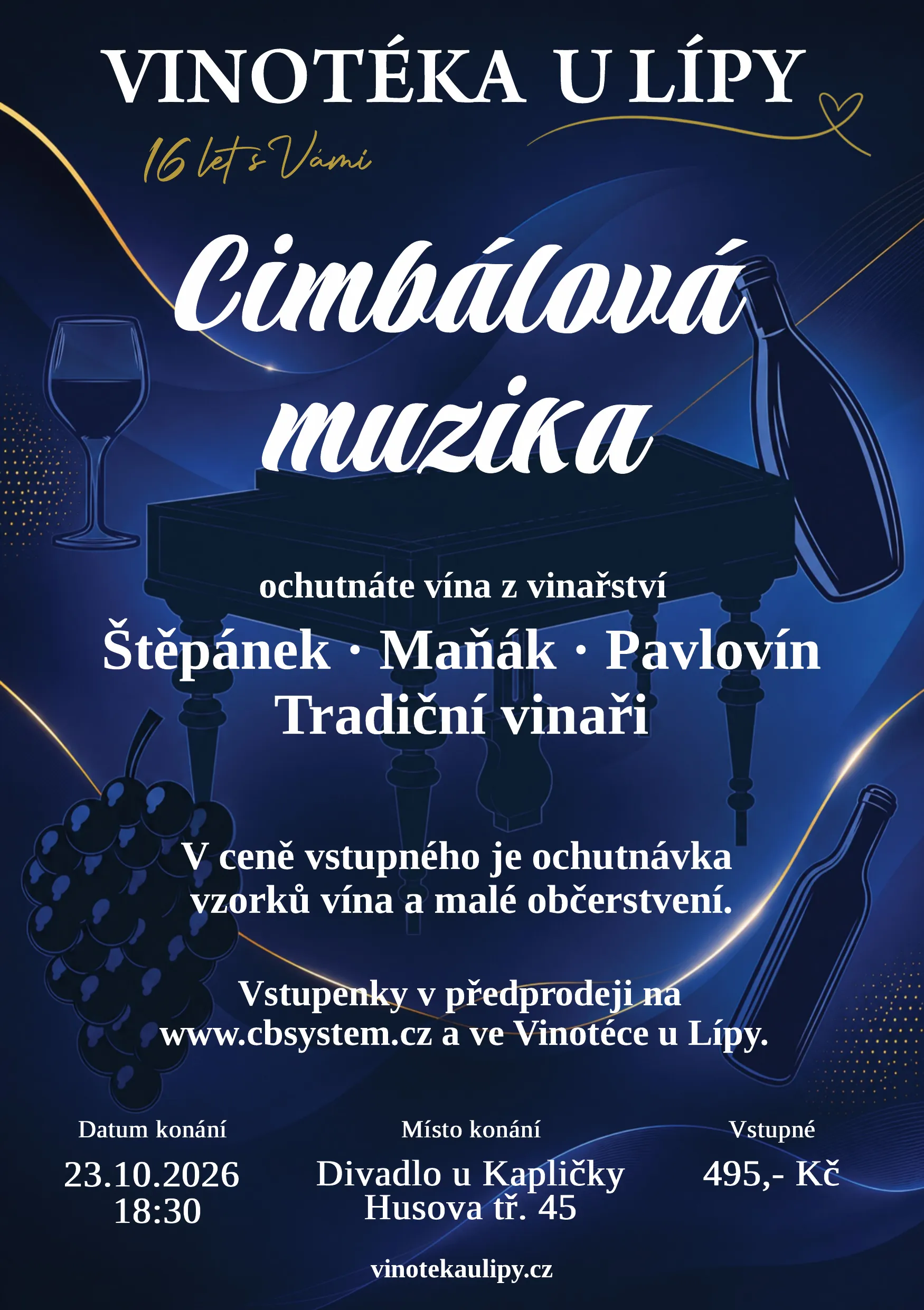 Leták akce Cimbálová muzika 23. října 2026